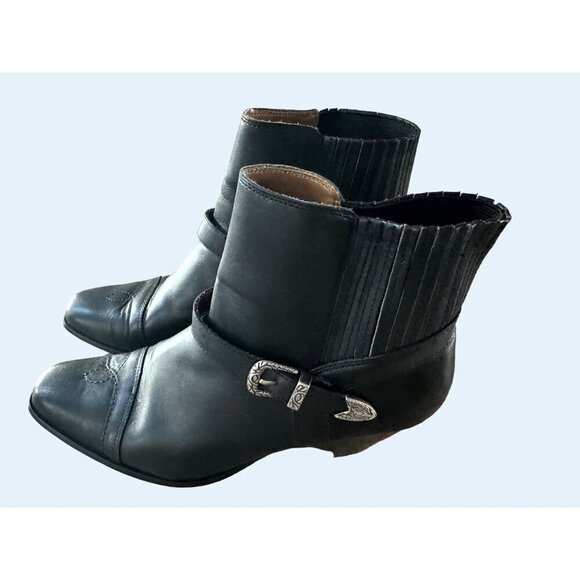 DINGO Women's Black Leather Western Buckle Harness Boot Size 10 - Picture 5 of 8